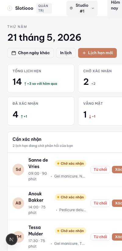 Bảng điều khiển quản trị — tiếng Việt